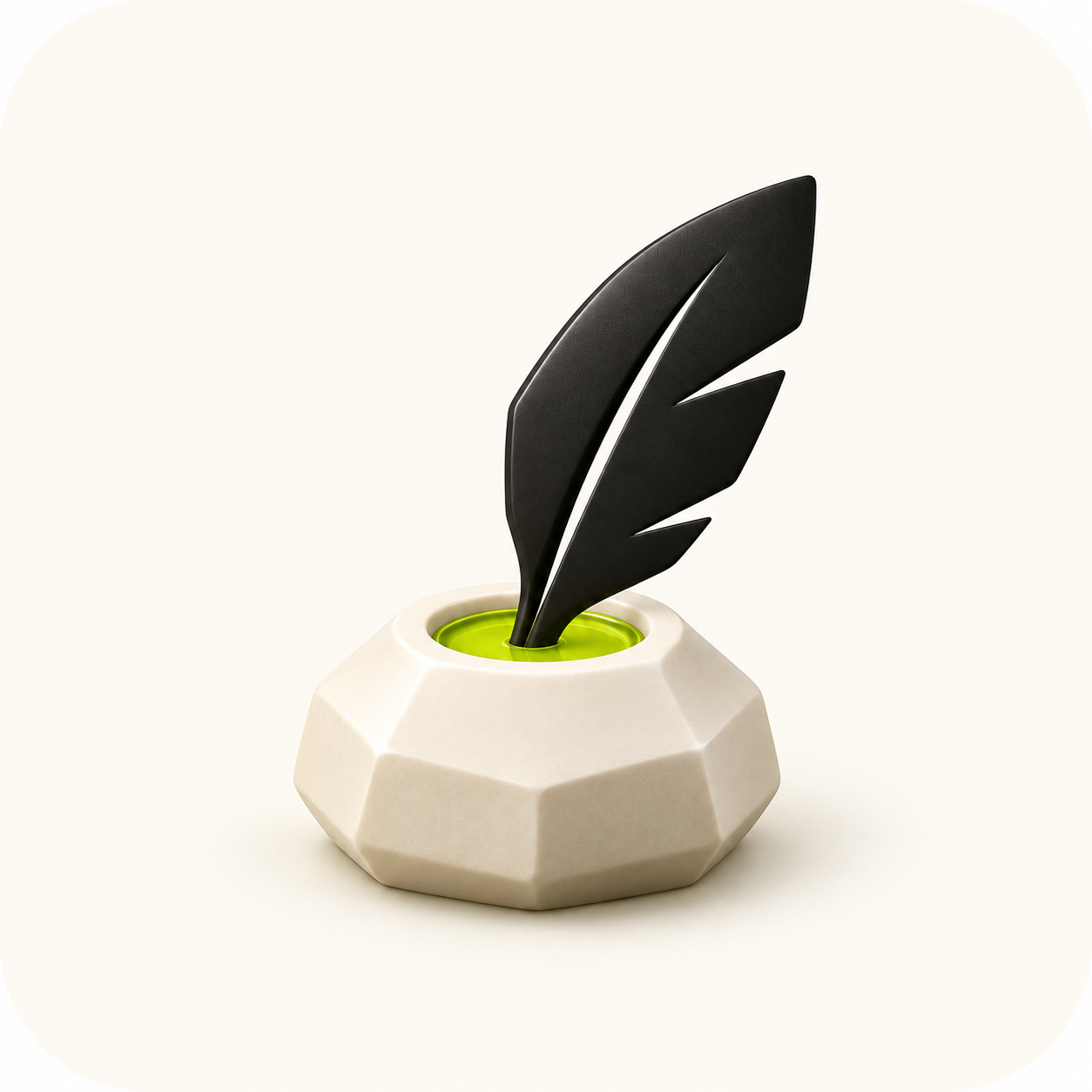 Brio black quill and ivory inkwell